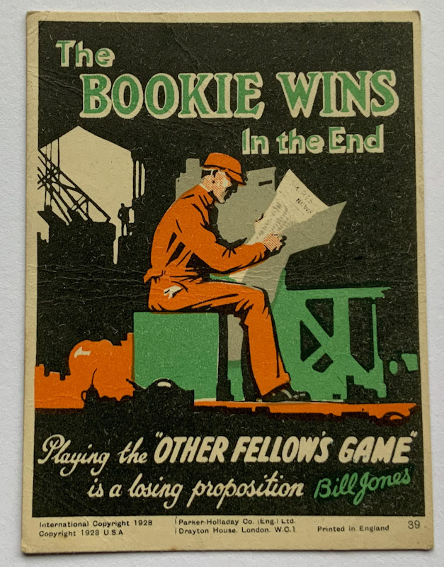 1928 Propaganda card by Parker Halladay USA The bookie wins in the end.